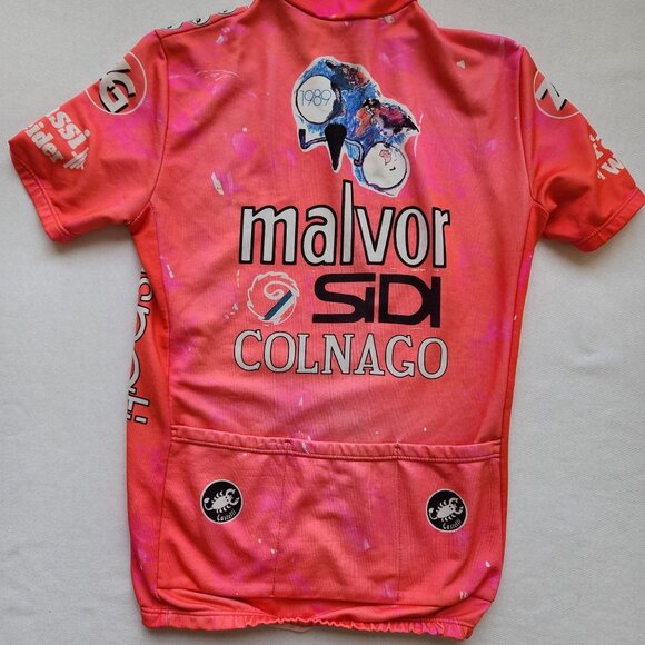 Vintage 1989 Malvor Sidi Colnago Cycling Jersey Pink Red Biking Racing Retro - Picture 2 of 8